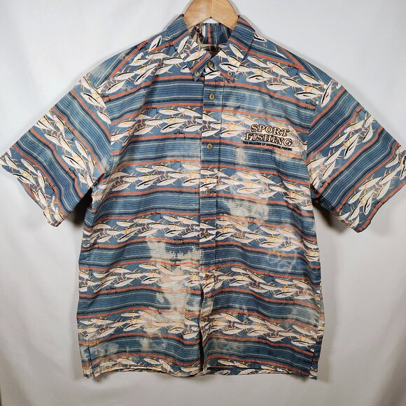 Guy Harvey Men's Large Button-Down Short Sleeve Fishing Shirt - Picture 2 of 14